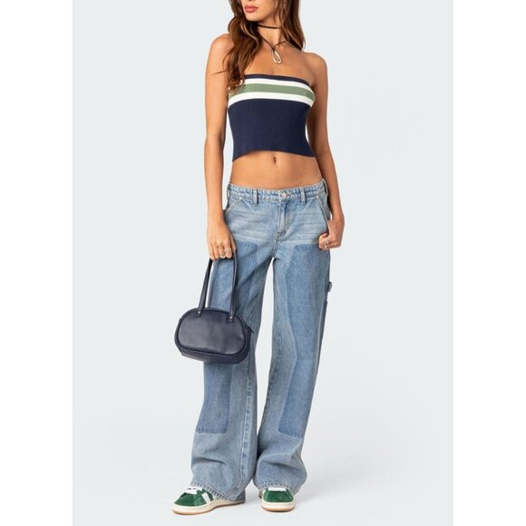 Edikted Faded Wash Low Rise Carpenter Jeans Women’s Size S - Picture 4 of 5